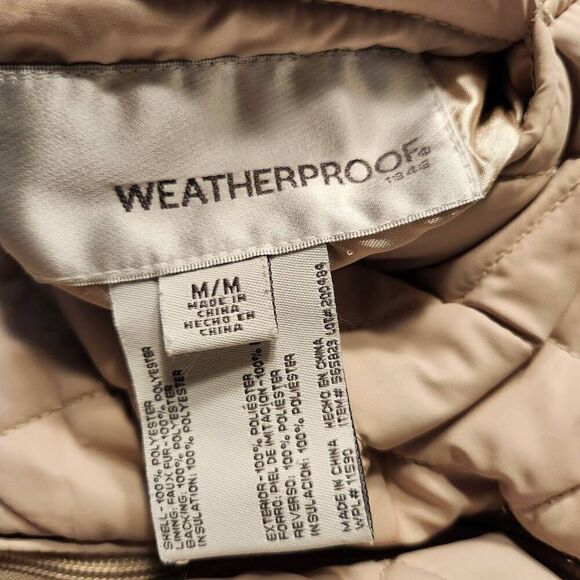 Weatherproof reversible gray faux fur tan Quilted vest full zip pockets medium - Picture 6 of 9